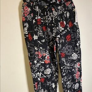 Fresh Black and Red Graphic Sweatpants
